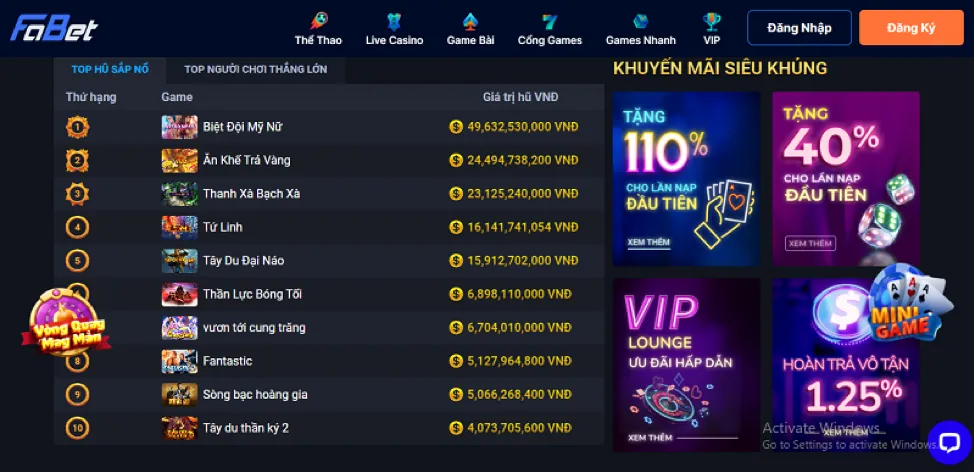 Kho game đa dạng của 566bet app